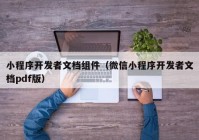 小程序开发者文档组件（微信小程序开发者文档pdf版）