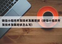 微信小程序开发技术发展现状（微信小程序开发技术发展现状怎么写）