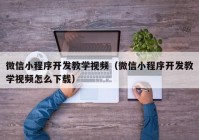 微信小程序开发教学视频（微信小程序开发教学视频怎么下载）