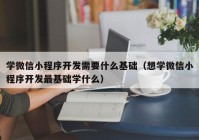 学微信小程序开发需要什么基础（想学微信小程序开发最基础学什么）