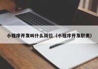 小程序开发叫什么岗位（小程序开发职责）