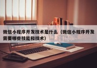 微信小程序开发技术是什么（微信小程序开发需要哪些技能和技术）