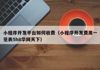 小程序开发平台如何收费（小程序开发费用一览表5h8华网天下）